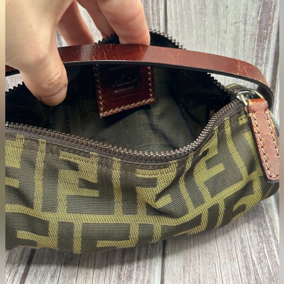 FENDI Zucca Vintage Mini Baguette Barrel Bag Top Handle Handbag RARE - Picture 10 of 16